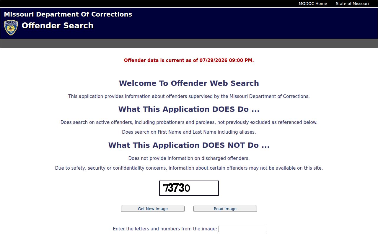 Dade County arrest transfer search in Missouri DOC Offender Search