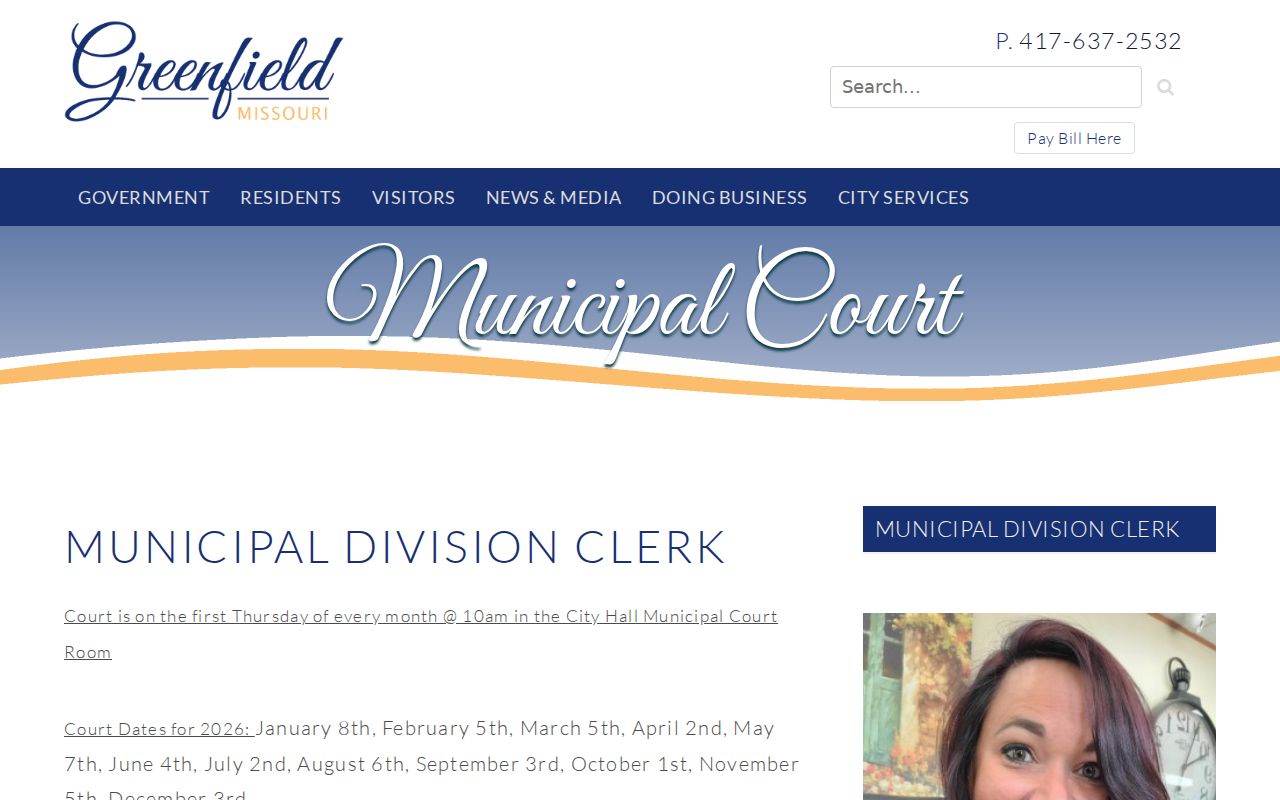 Greenfield criminal records municipal court calendar page