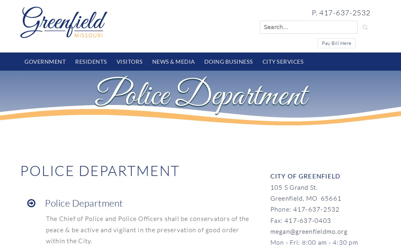Greenfield criminal records police department contact page