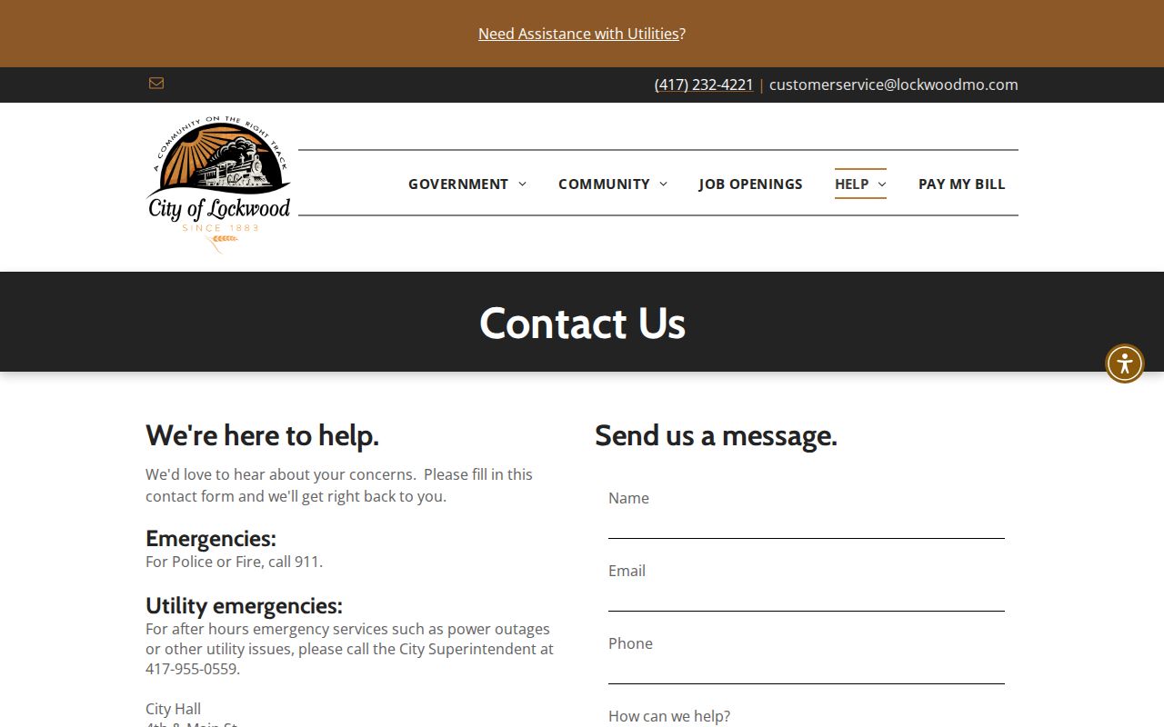 Lockwood criminal records City Hall contact page