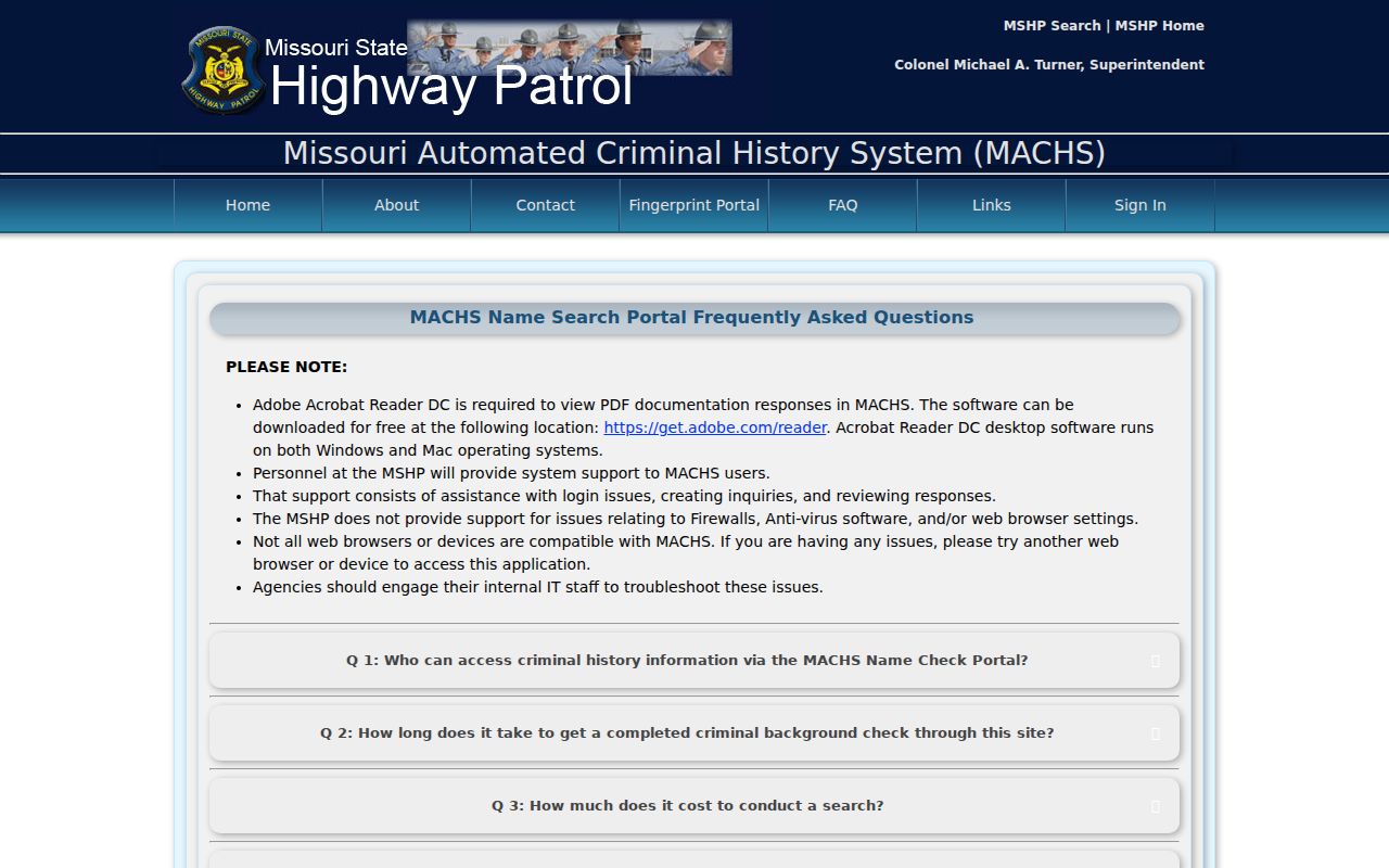 MACHS name check guidance for Dade County criminal records