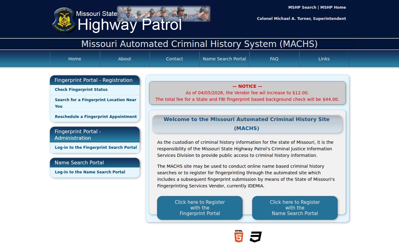 MACHS fingerprint portal for identity review before Dade County expungement