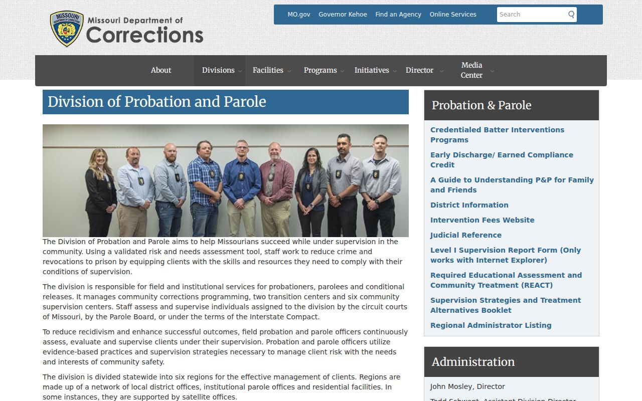 Missouri probation and parole information serving Dade County